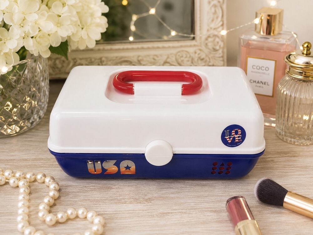 Caboodles Pretty in Petite USA Retro Makeup Organizer with Mirror – 90s Remake